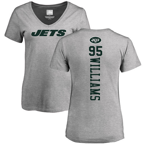 New York Jets Ash Women Quinnen Williams Backer NFL Football #95 T Shirt